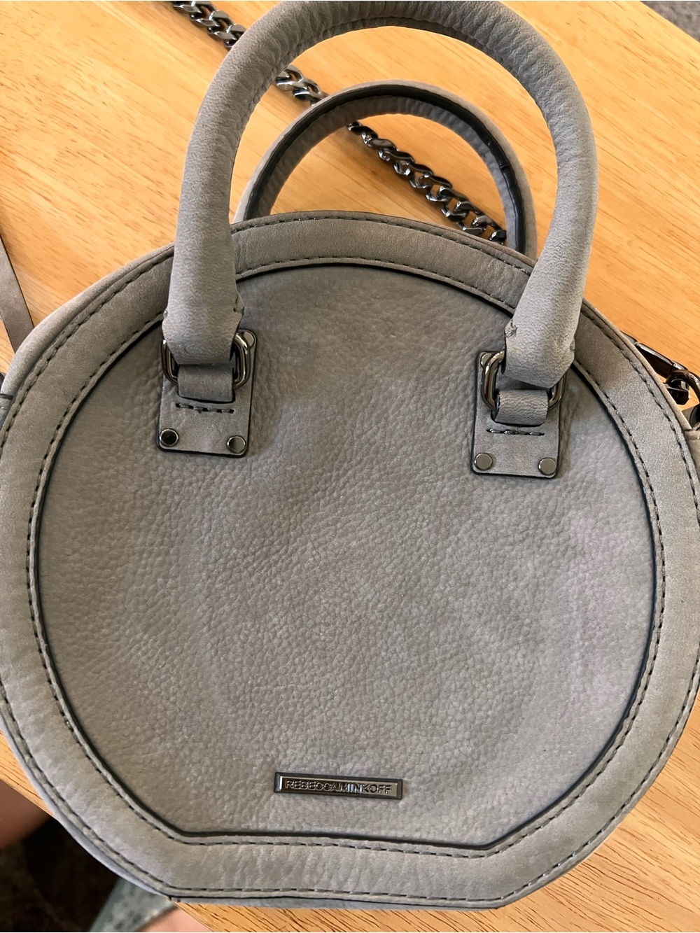 Rebecca Minkoff Gray Round Mini Top-Handle Bag